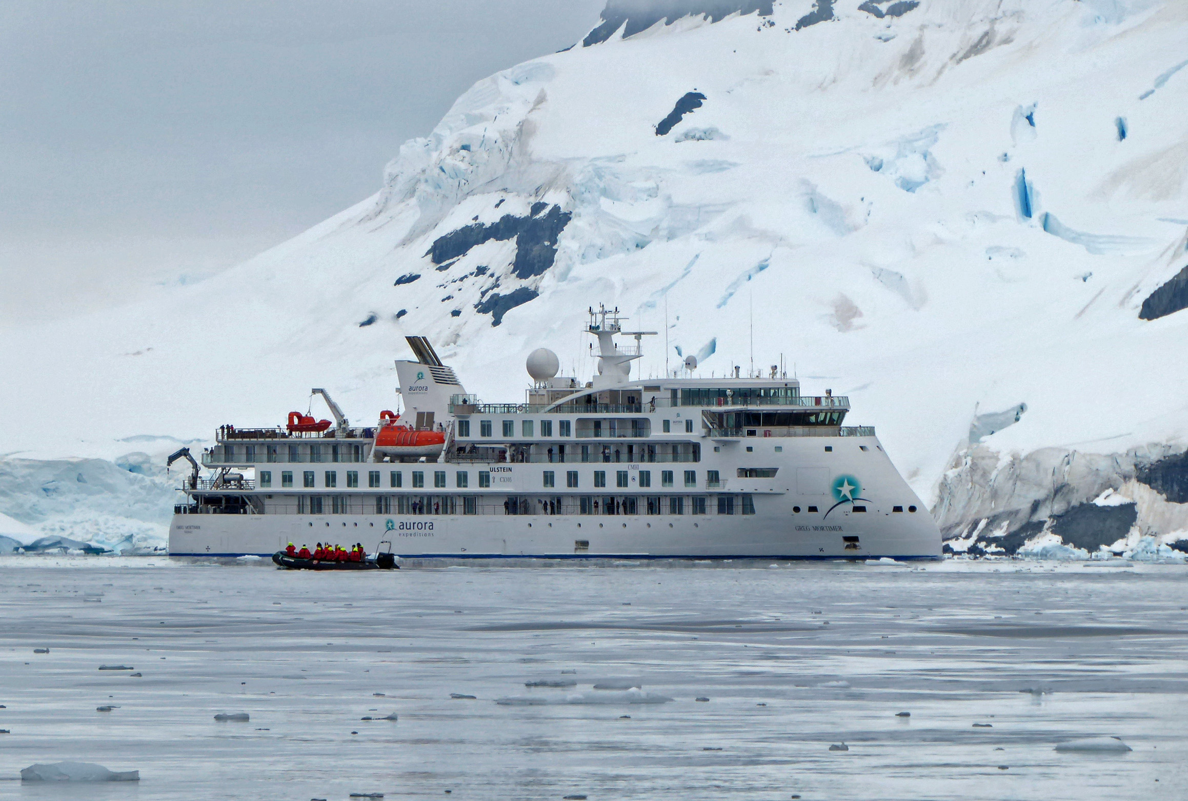Greg Mortimer expedition ship off Antarctica in January 2020