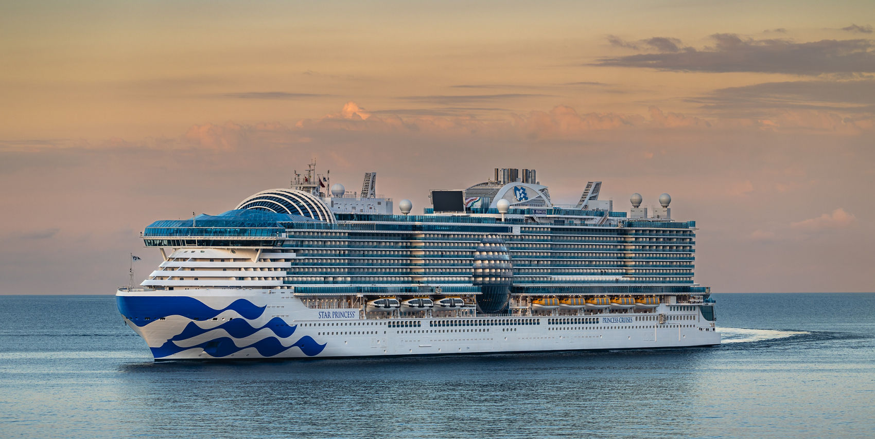 Star Princess sailing off Montenegro at sunrise