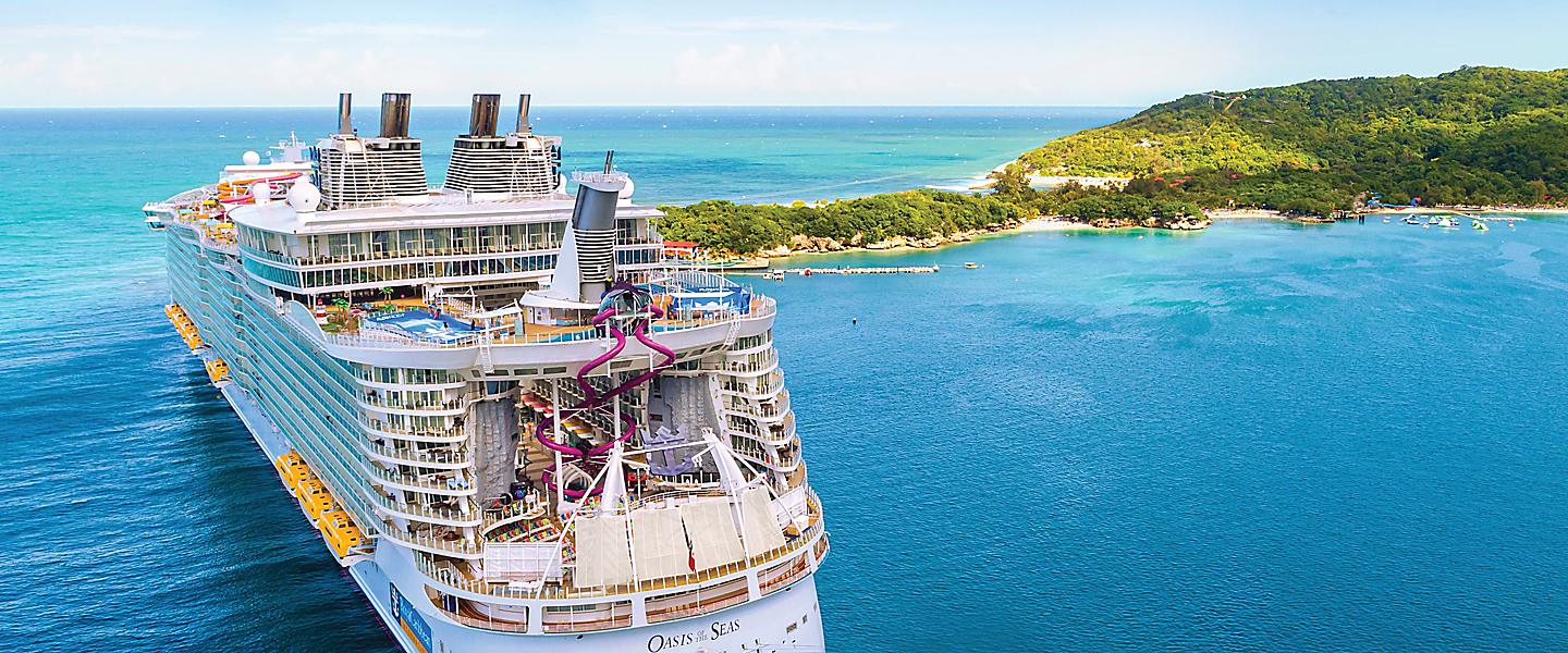 Oasis of the Seas beside the tropical coastline of Labadee, Haiti